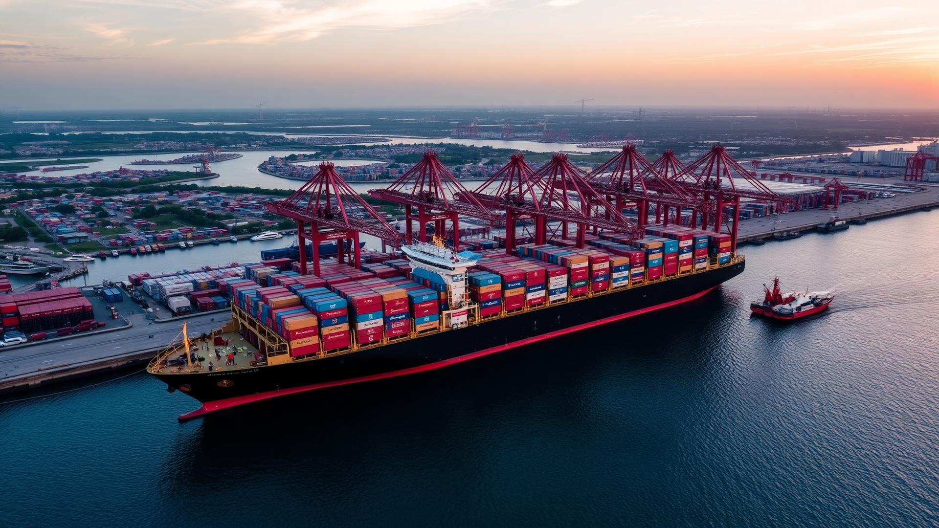 Container ship at port